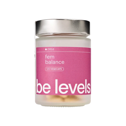 Be Levels Fem Balance – Hormonal Support & PMS Relief – 120 Vegecaps, Vegan Supplement for Cycle Comfort, Acne & Pain Relief – 1 Month Supply - END Nutrition